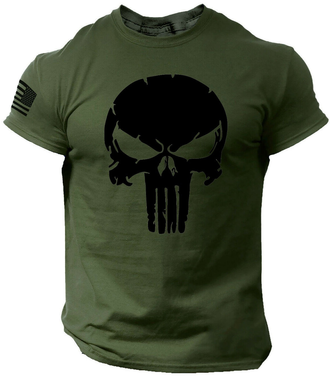 Patriotic Skull dropped USA T-Shirt