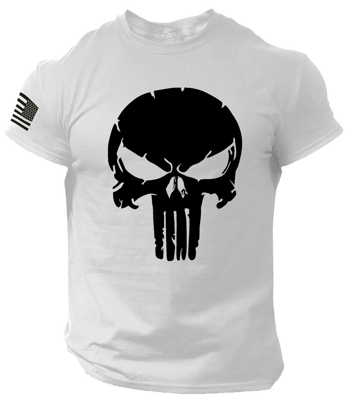 Patriotic Skull dropped USA T-Shirt