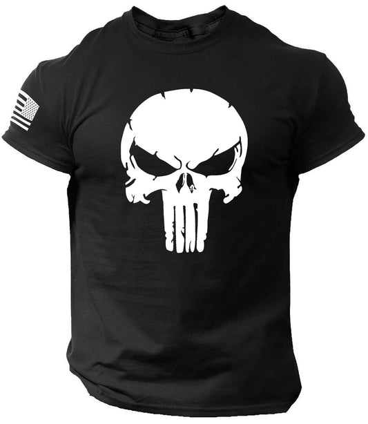Patriotic Skull dropped USA T-Shirt