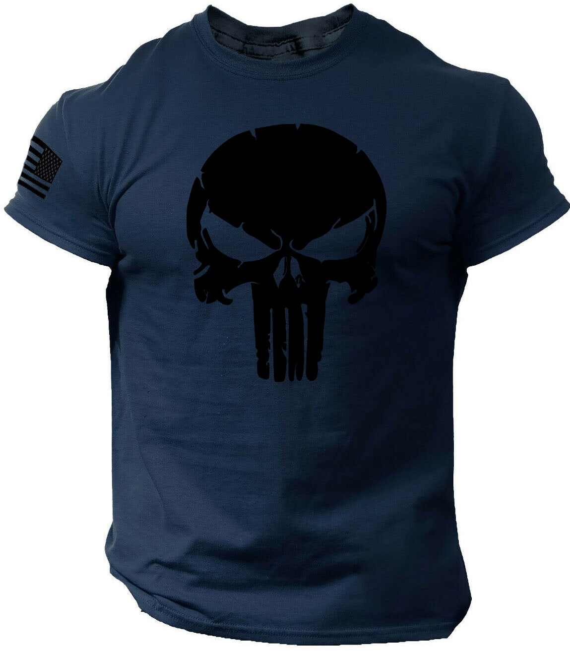 Patriotic Skull dropped USA T-Shirt