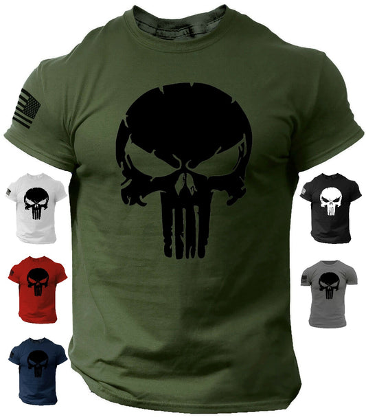 Patriotic Skull dropped USA T-Shirt