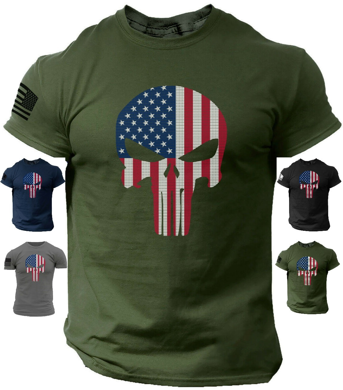 Patriotic Flag USA Skull T-Shirt