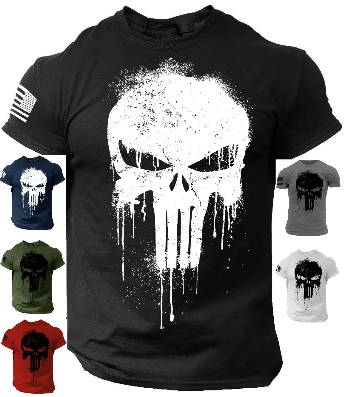 Patriotic Skull dropped T-Shirt